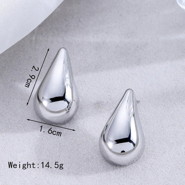 1 Pair Elegant Simple Style Water Droplets Plating Alloy Ear Studs