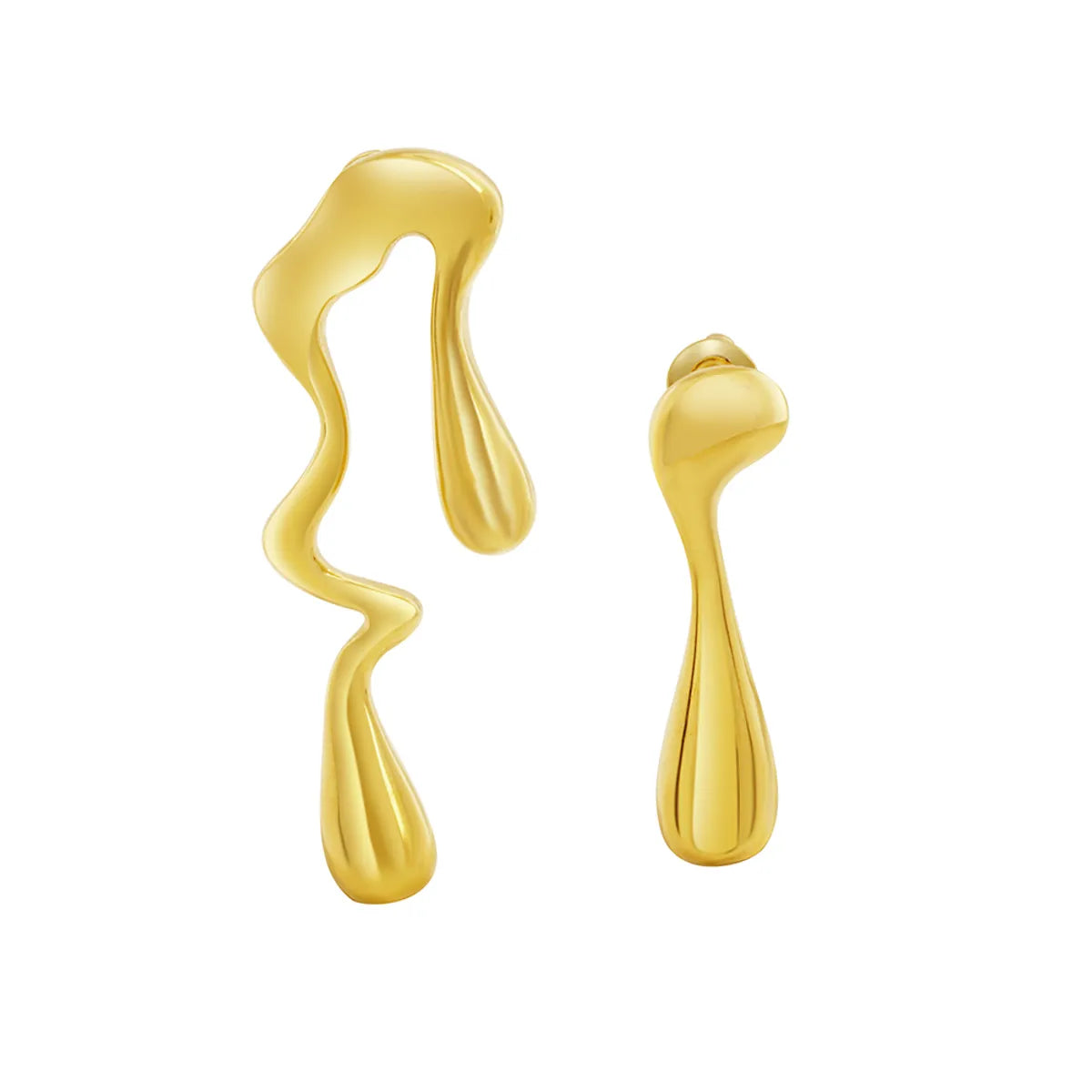 1 Pair Elegant Simple Style Water Droplets Plating Stainless Steel 18k Gold Plated Drop Earrings