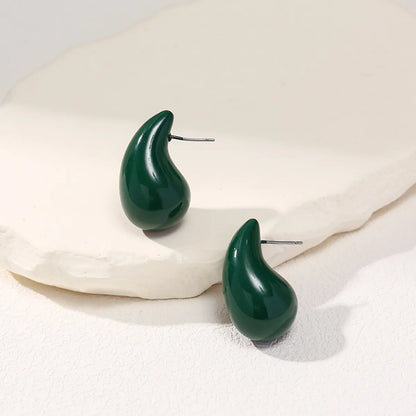 1 Pair Elegant Simple Style Water Droplets Polishing Arylic Ear Studs