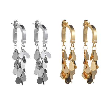 1 Pair Elegant Simple Style Water Droplets Solid Color Plating Stainless Steel 18k Gold Plated Drop Earrings