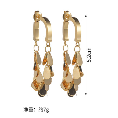 1 Pair Elegant Simple Style Water Droplets Solid Color Plating Stainless Steel 18k Gold Plated Drop Earrings