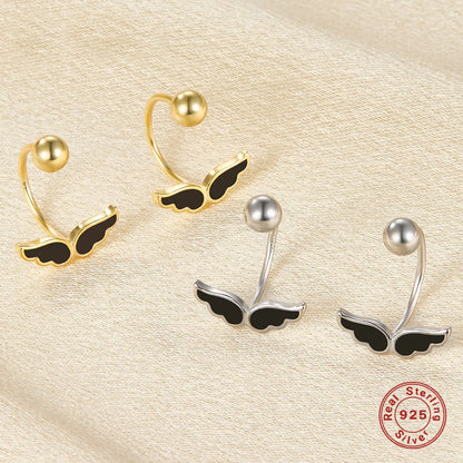 1 Pair Elegant Simple Style Wings Plating Sterling Silver 18k Gold Plated White Gold Plated Ear Studs