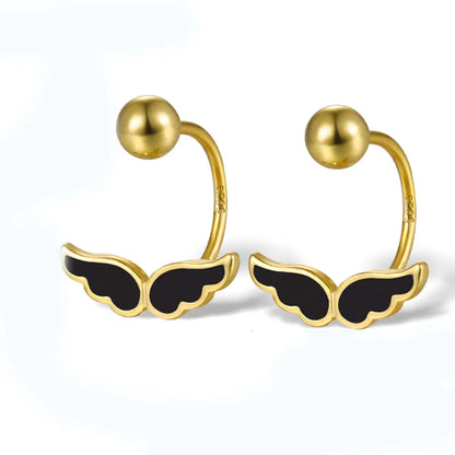 1 Pair Elegant Simple Style Wings Plating Sterling Silver 18k Gold Plated White Gold Plated Ear Studs