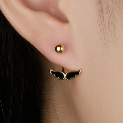 1 Pair Elegant Simple Style Wings Plating Sterling Silver 18k Gold Plated White Gold Plated Ear Studs