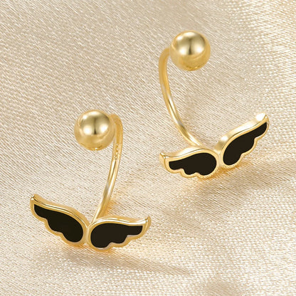 1 Pair Elegant Simple Style Wings Plating Sterling Silver 18k Gold Plated White Gold Plated Ear Studs