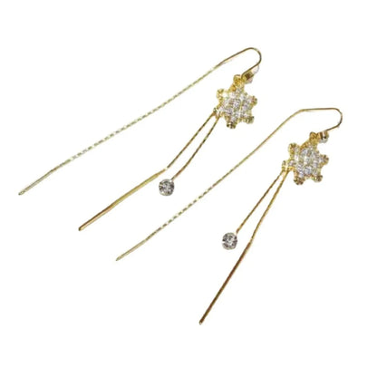 1 Pair Elegant Snowflake Artificial Crystal Drop Earrings