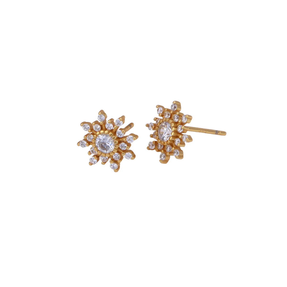 1 Pair Elegant Snowflake Inlay Sterling Silver Zircon Ear Studs