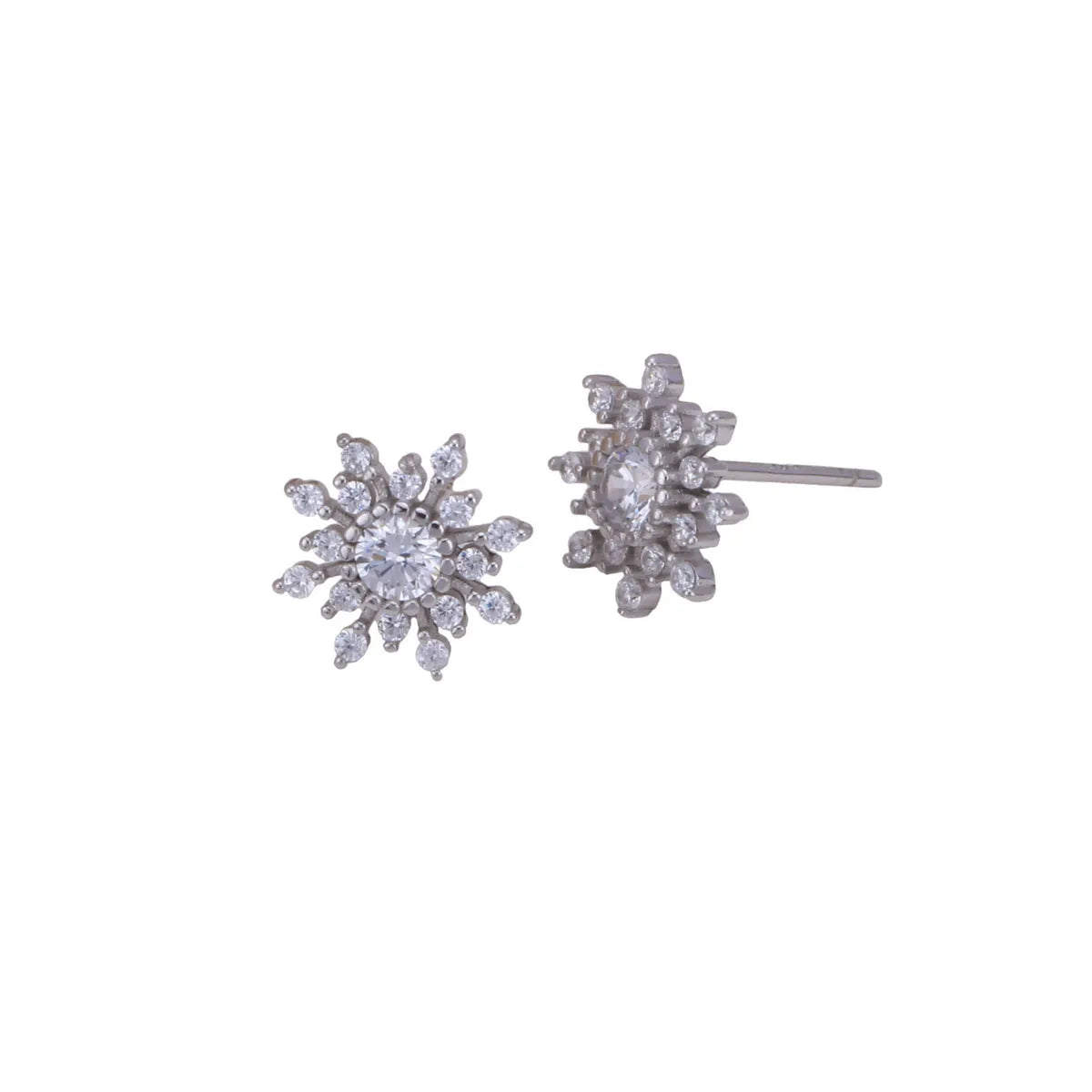 1 Pair Elegant Snowflake Inlay Sterling Silver Zircon Ear Studs