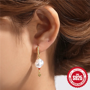 1 Pair Elegant Snowflake Plating Sterling Silver Drop Earrings