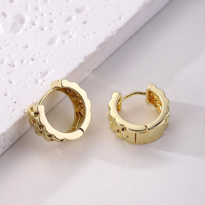 1 Pair Elegant Solid Color Geometric Copper K Gold Plated Hoop Earrings