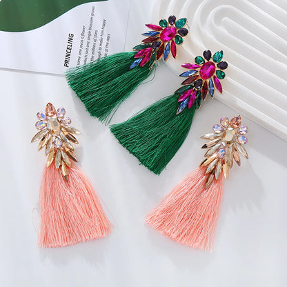 1 Pair Elegant Solid Color Grain Plating Inlay Alloy Glass Drill Glass Drill Gold Plated Drop Earrings