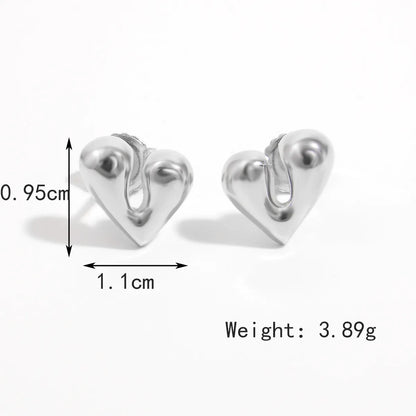 1 Pair Elegant Solid Color Heart Shape Plating Sterling Silver White Gold Plated Ear Studs