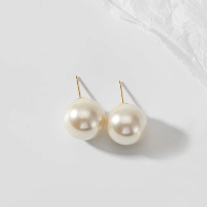 1 Pair Elegant Solid Color Inlay Artificial Pearl Artificial Pearls Ear Studs