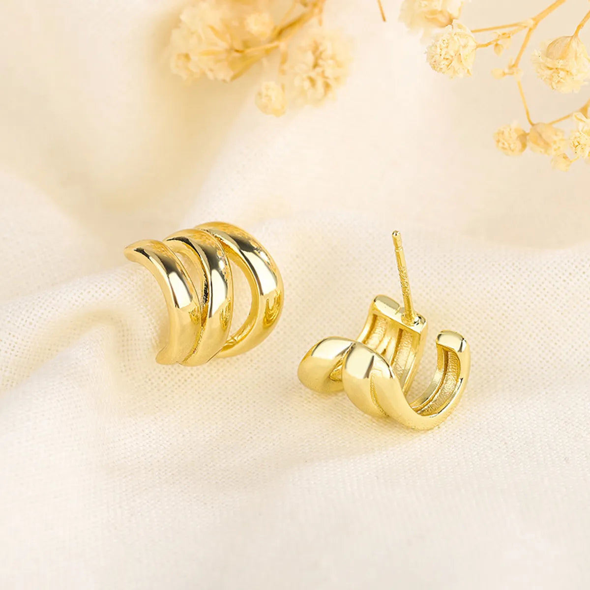 1 Pair Elegant Solid Color Plating Copper Ear Studs