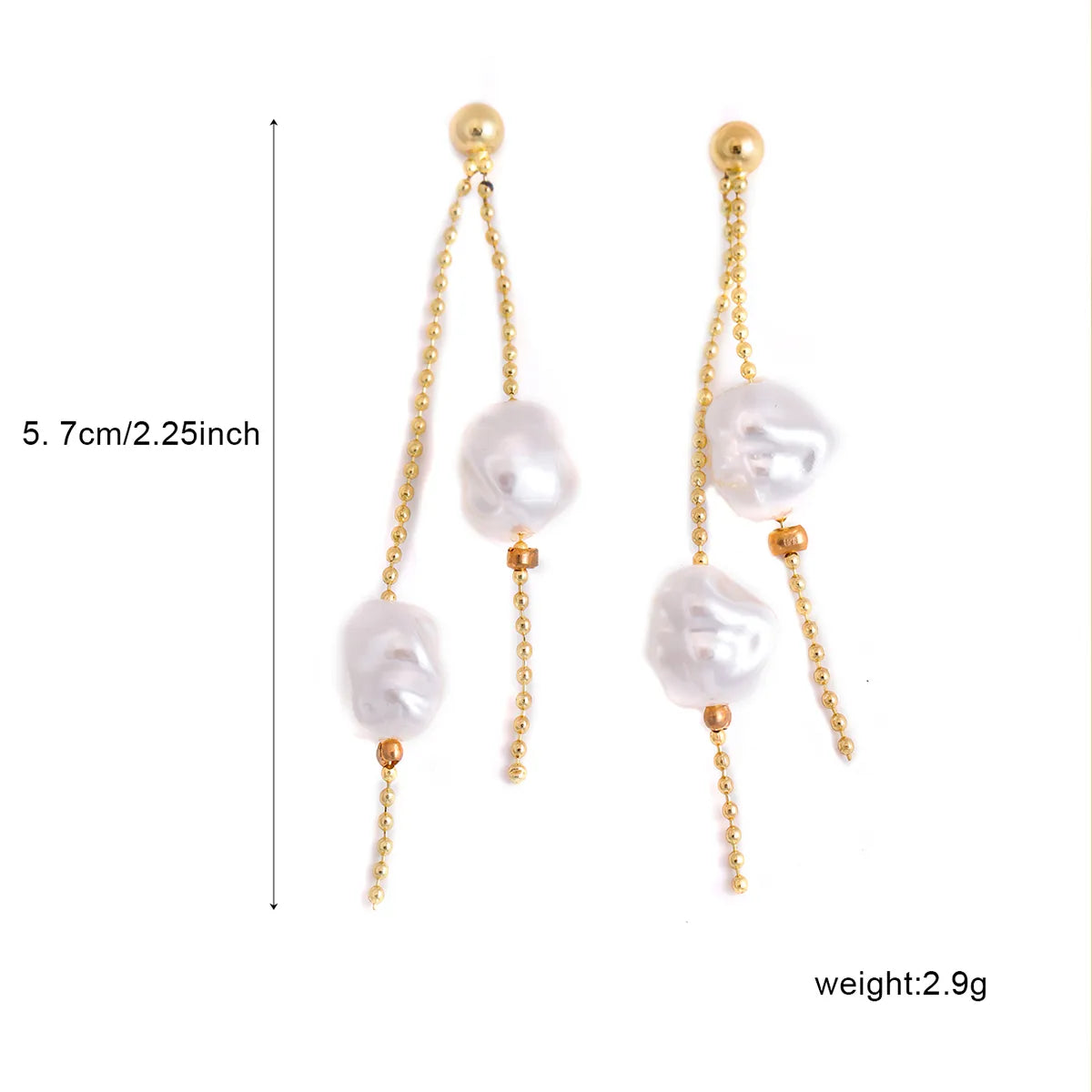 1 Pair Elegant Solid Color Plating Imitation Pearl Copper 18K Gold Plated Drop Earrings