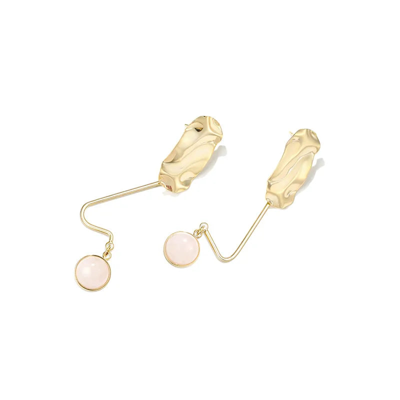 1 Pair Elegant Solid Color Plating Inlay Copper Natural Stone Silver Plated Ear Hook