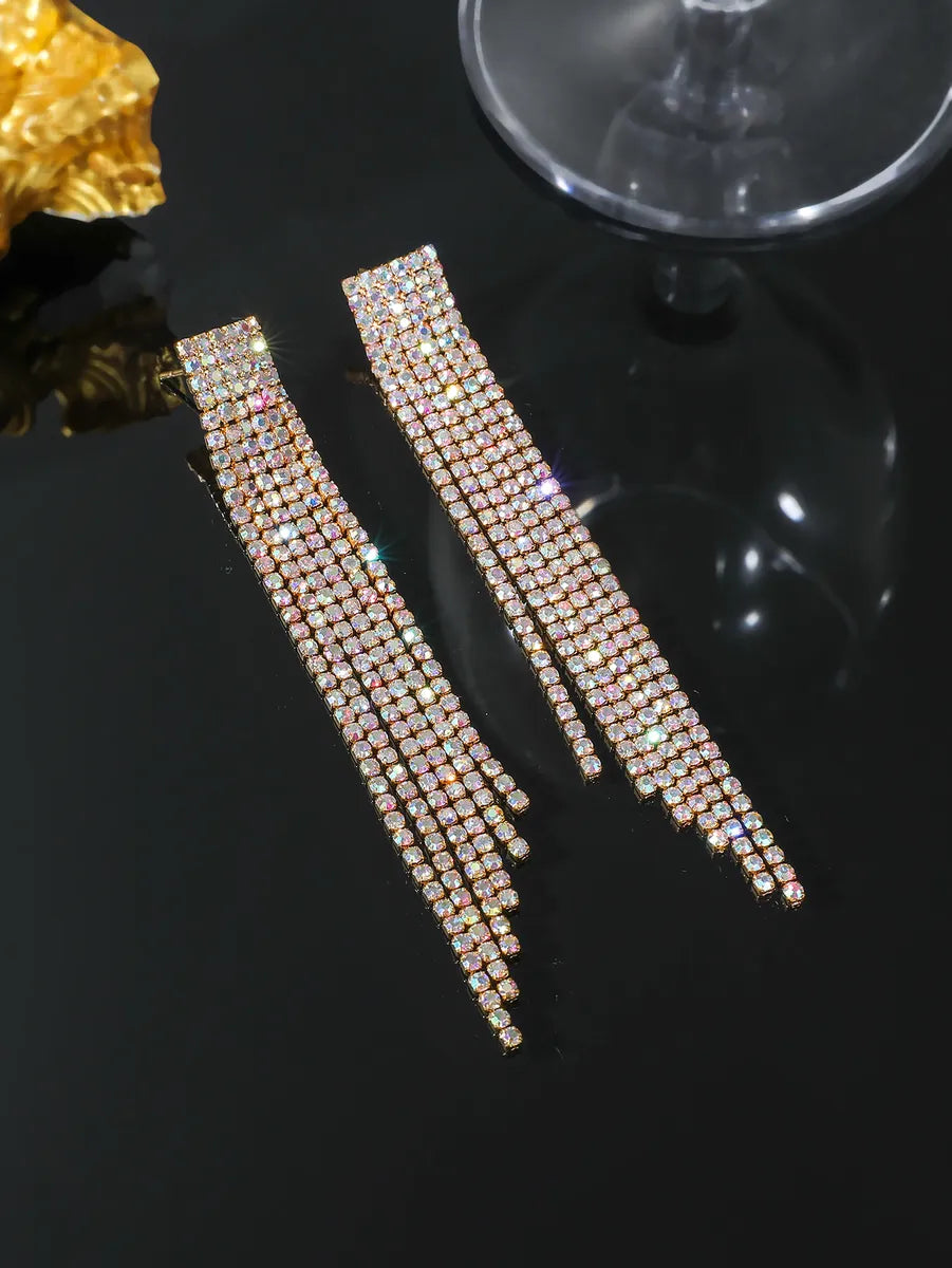 1 Pair Elegant Solid Color Plating Inlay Copper Rhinestones Gold Plated Ear Studs