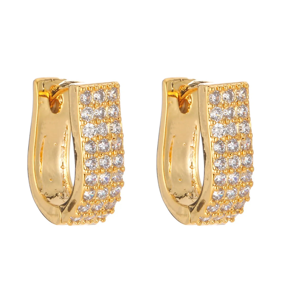 1 Pair Elegant Solid Color Plating Inlay Copper Zircon White Gold Plated Gold Plated Hoop Earrings