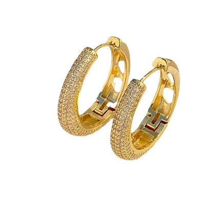 1 Pair Elegant Solid Color Plating Inlay Copper Zircon White Gold Plated Gold Plated Hoop Earrings