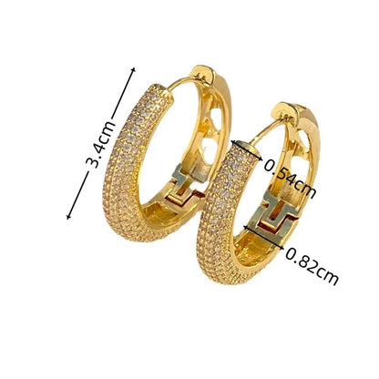 1 Pair Elegant Solid Color Plating Inlay Copper Zircon White Gold Plated Gold Plated Hoop Earrings