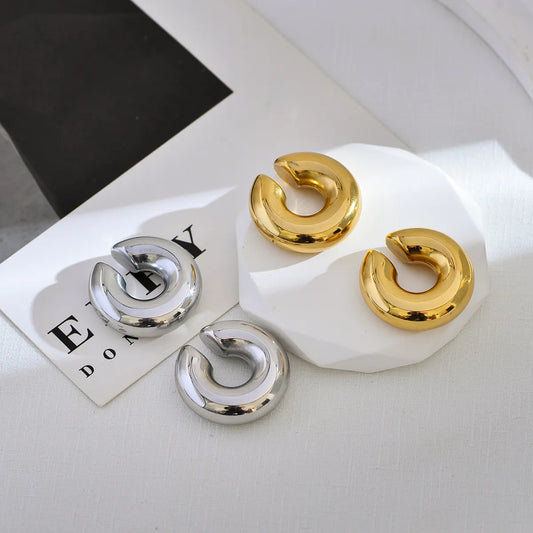 1 Pair Elegant Solid Color Plating Stainless Steel 18k Gold Plated Ear Studs