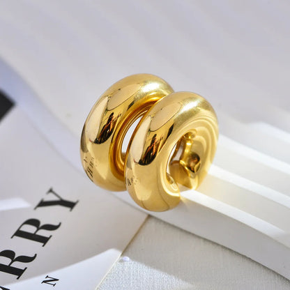 1 Pair Elegant Solid Color Plating Stainless Steel 18k Gold Plated Ear Studs