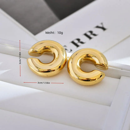 1 Pair Elegant Solid Color Plating Stainless Steel 18k Gold Plated Ear Studs