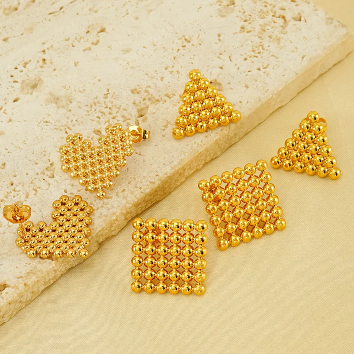 1 Pair Elegant Solid Color Plating Stainless Steel Gold Plated Ear Studs