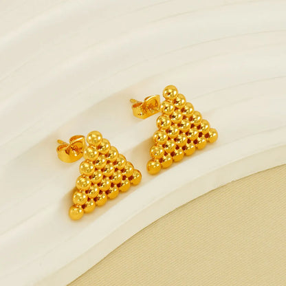 1 Pair Elegant Solid Color Plating Stainless Steel Gold Plated Ear Studs