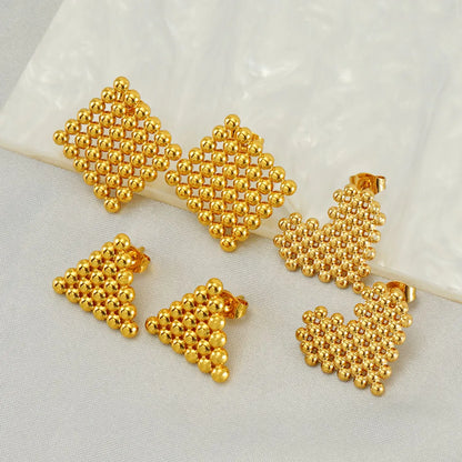 1 Pair Elegant Solid Color Plating Stainless Steel Gold Plated Ear Studs