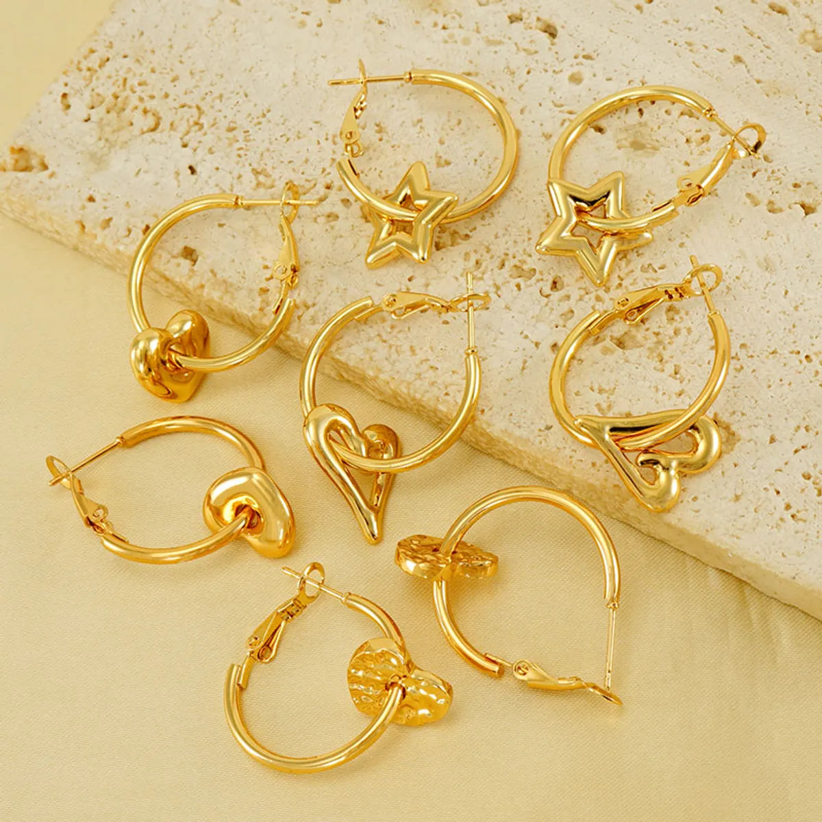 1 Pair Elegant Solid Color Plating Stainless Steel Gold Plated Earrings