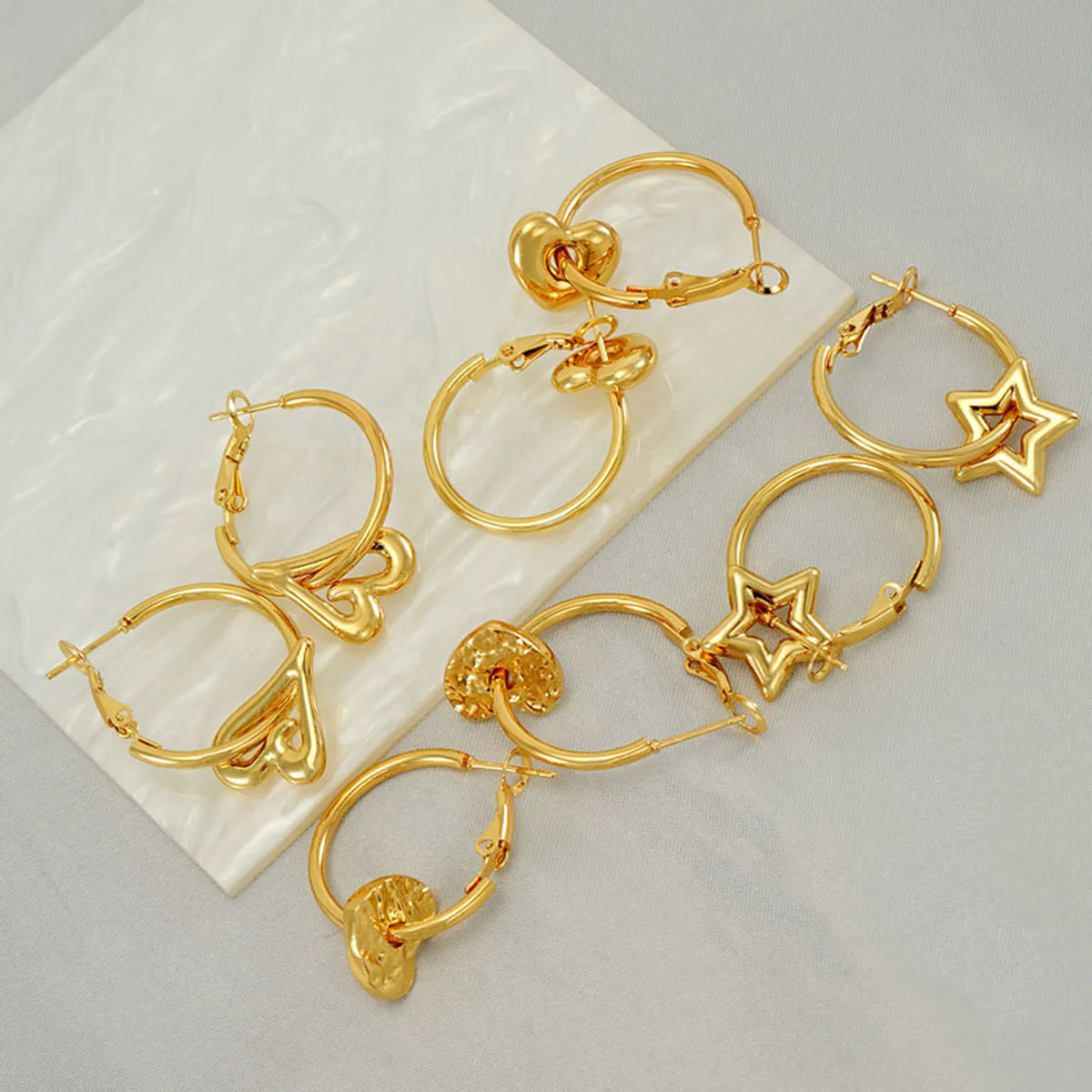 1 Pair Elegant Solid Color Plating Stainless Steel Gold Plated Earrings