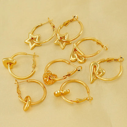 1 Pair Elegant Solid Color Plating Stainless Steel Gold Plated Earrings