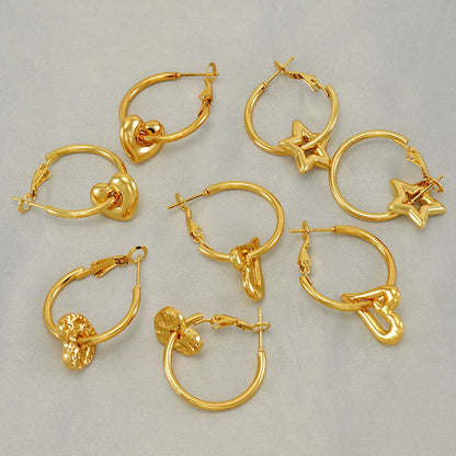 1 Pair Elegant Solid Color Plating Stainless Steel Gold Plated Earrings