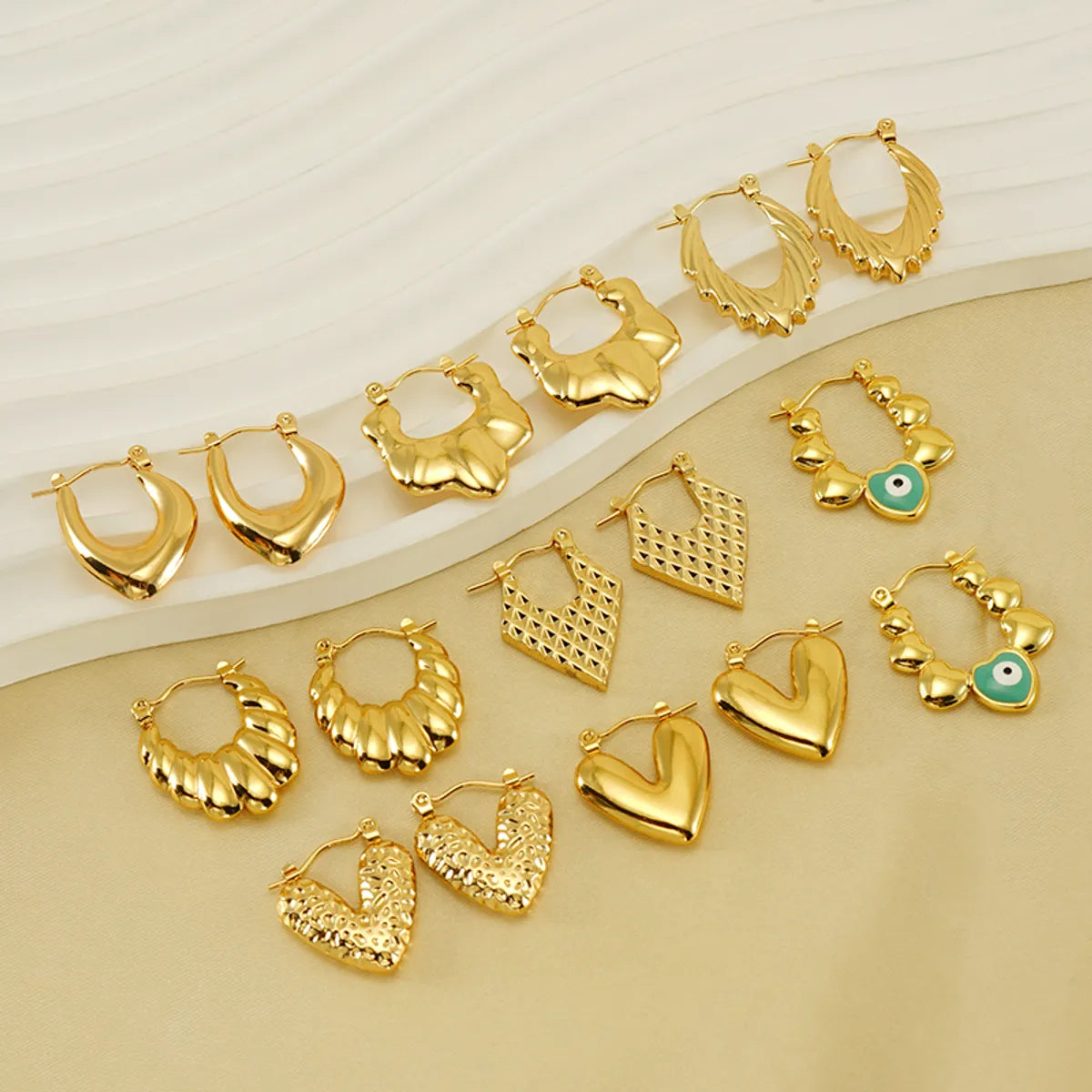 1 Pair Elegant Solid Color Plating Stainless Steel Gold Plated Earrings