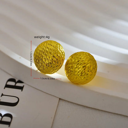 1 Pair Elegant Solid Color Pleated Titanium Steel Ear Studs