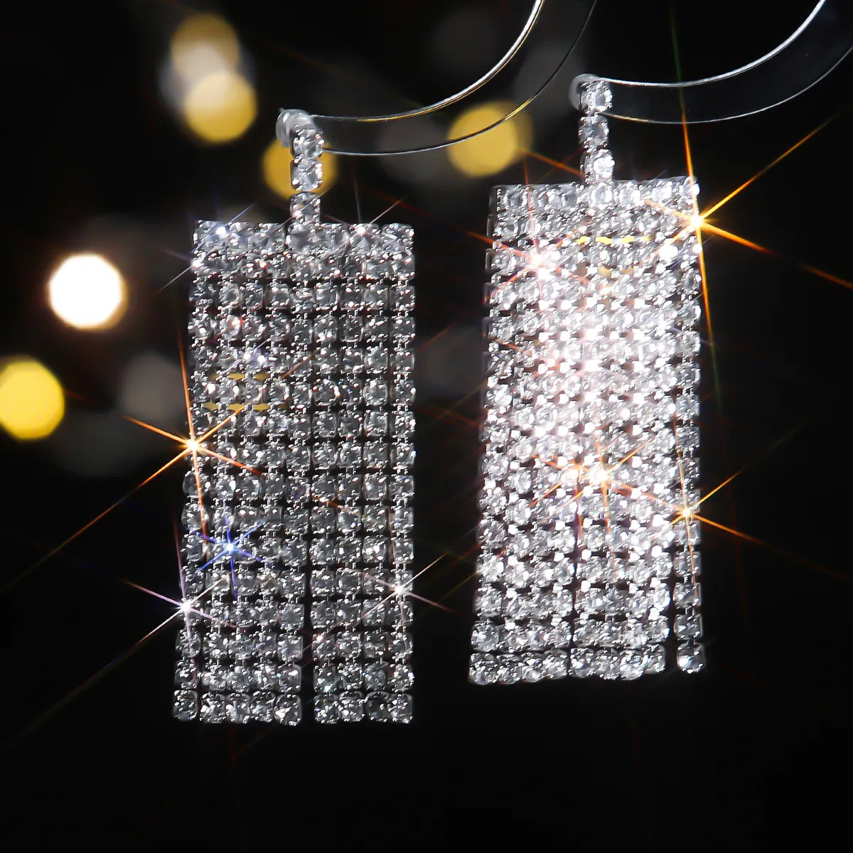 1 Pair Elegant Solid Color Sequins Tassel Inlay Stainless Steel Alloy Rhinestones Drop Earrings