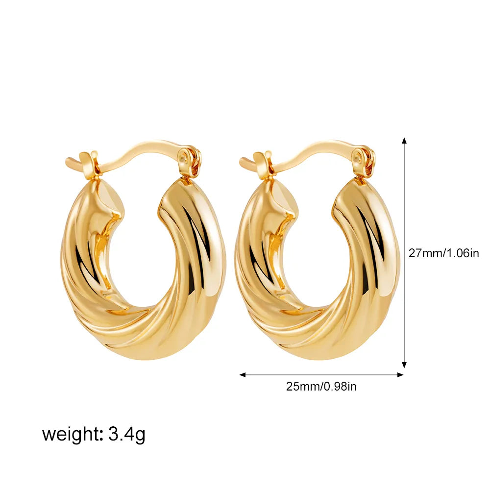 1 Pair Elegant Solid Color U Shape 201 Stainless Steel Earrings