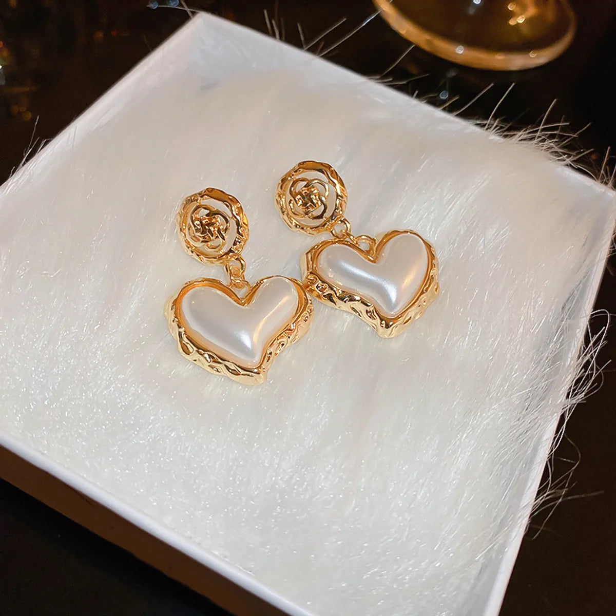 1 Pair Elegant Square Heart Shape Bow Knot Copper Plating Inlay Rhinestones Pearl Drop Earrings Ear Studs