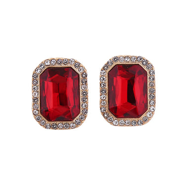 1 Pair Elegant Square Inlay Alloy Rhinestones Ear Studs