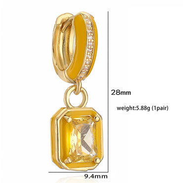 1 Pair Elegant Square Plating Inlay Copper Zircon 18k Gold Plated Earrings