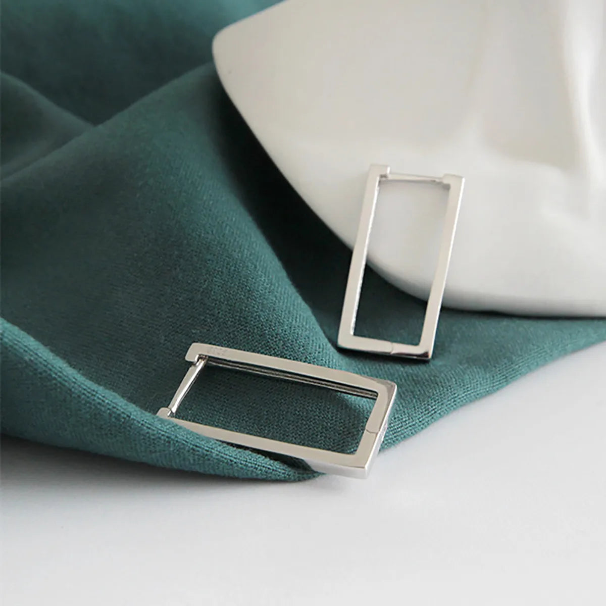 1 Pair Elegant Square Plating Inlay Sterling Silver Zircon Earrings