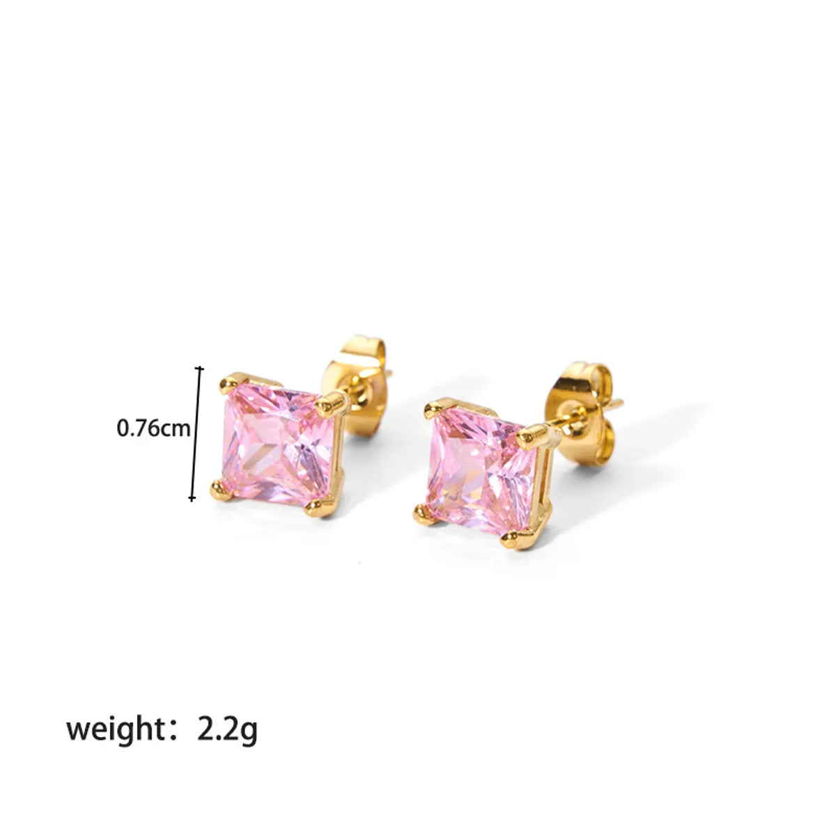 1 Pair Elegant Square Plating Three-dimensional Inlay Stainless Steel Zircon 18k Gold Plated Ear Studs