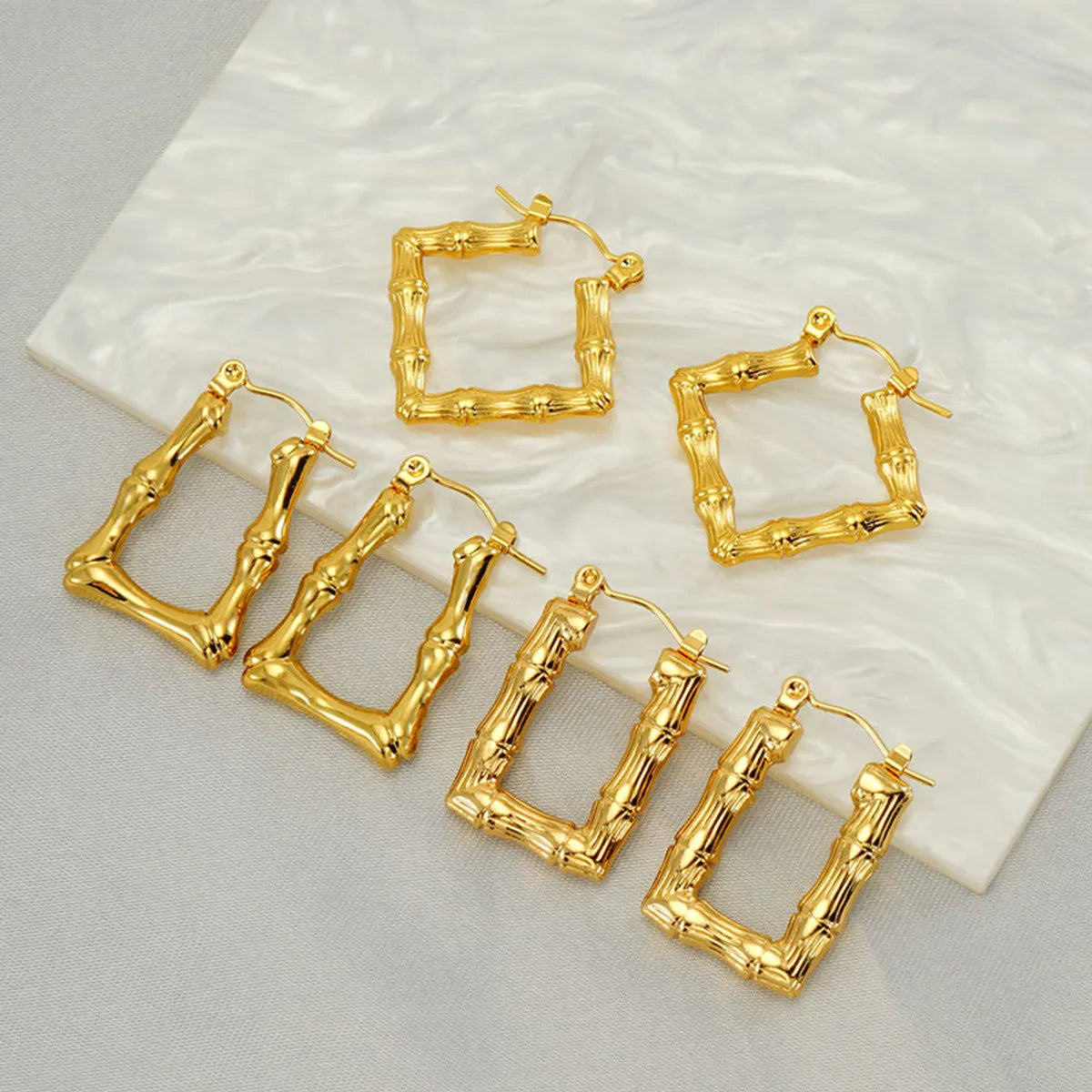 1 Pair Elegant Square Polishing Plating Stainless Steel 18k Gold Plated Earrings