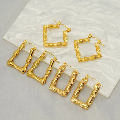 1 Pair Elegant Square Polishing Plating Stainless Steel 18k Gold Plated Earrings