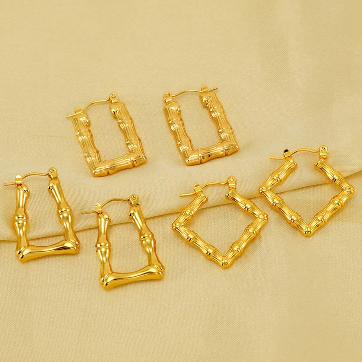 1 Pair Elegant Square Polishing Plating Stainless Steel 18k Gold Plated Earrings