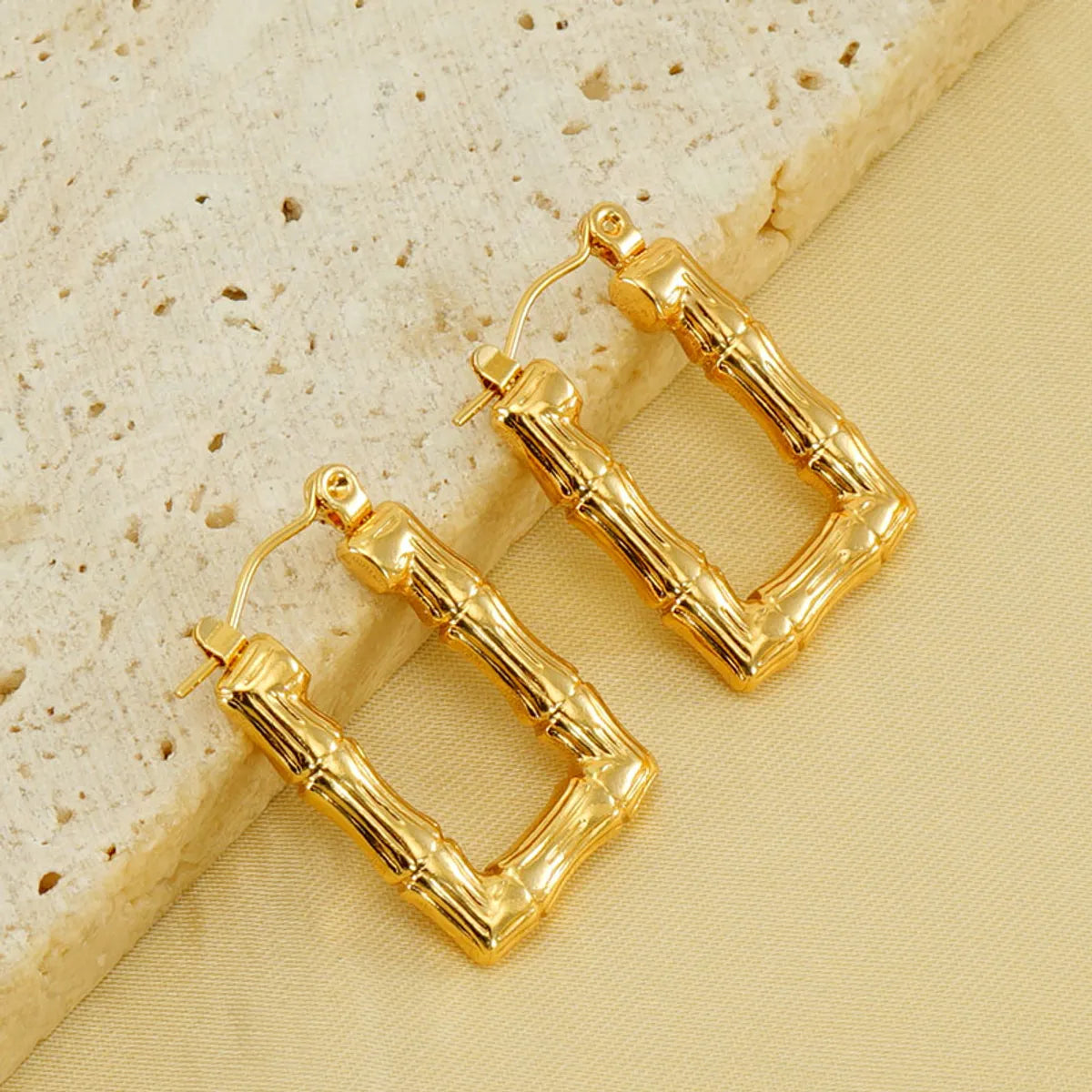 1 Pair Elegant Square Polishing Plating Stainless Steel 18k Gold Plated Earrings