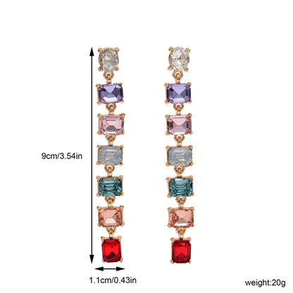 1 Pair Elegant Square Three-Dimensional Alloy Drop Earrings