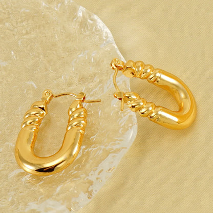 1 Pair Elegant Square Water Droplets Polishing Plating Stainless Steel 18k Gold Plated Earrings