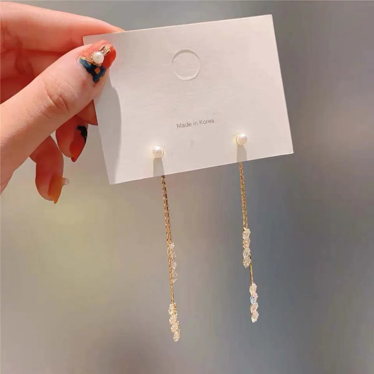 1 Pair Elegant Star Tassel Heart Shape Inlay Alloy Artificial Pearls Rhinestones Glass Earrings